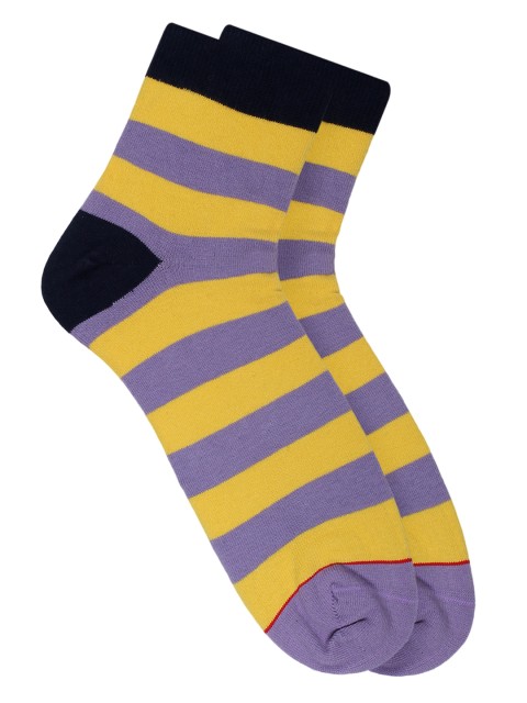 

Soxytoes Men Purple & Yellow Striped Ankle-Length Socks