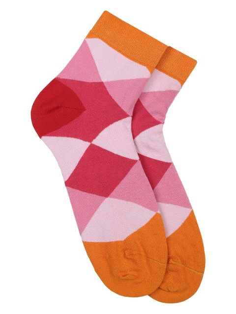 

Soxytoes Men Pink & Yellow Checked Ankle-Length Socks