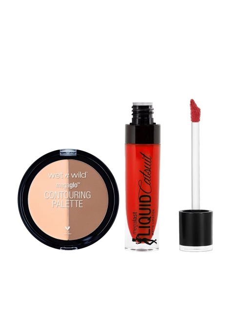 Wet n Wild Sustainable Set of Contouring Palette & Liquid Lipstick, Orange