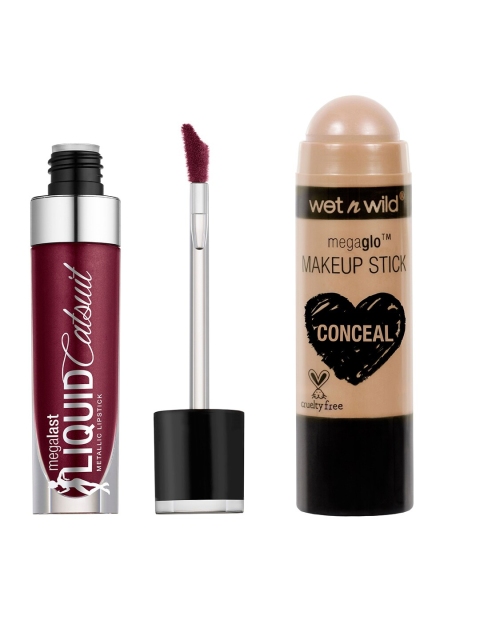 

Wet n Wild Sustainable Set of Stick Concealer & Liquid Lipstick, Maroon