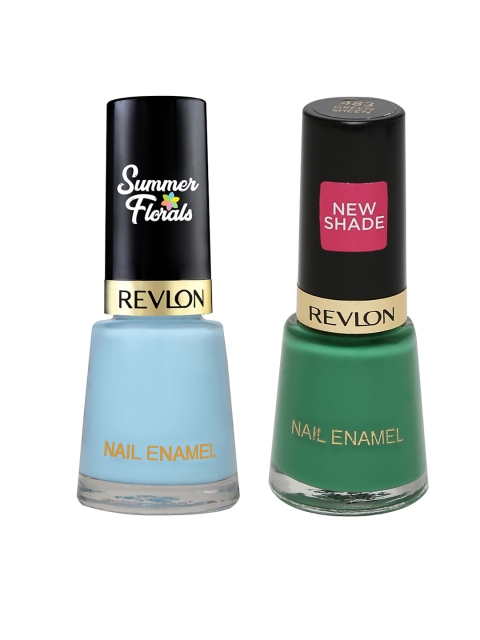 

Revlon Set of 2 Green Sheen 483 & Summer Florals Morning Glory Nail Enamels, Blue