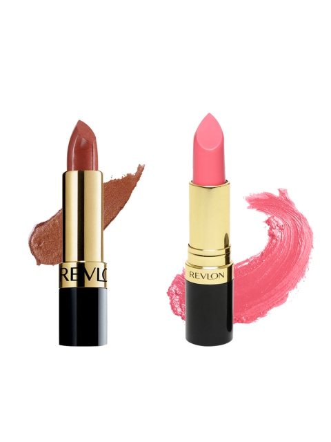 

Revlon Set of Super Lusterous Velvet Chocolate 302 & I'm Bubbly 037 Matte Lipsticks, Pink