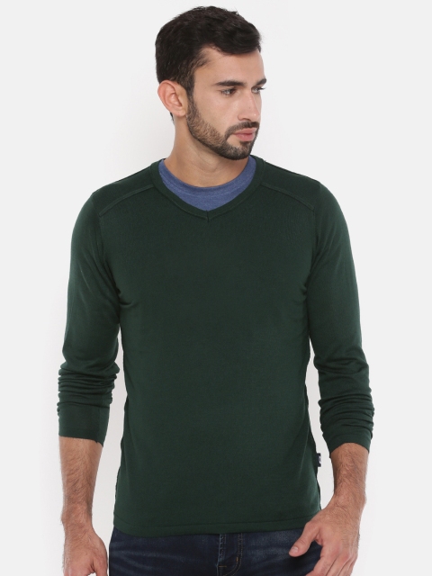 

Jack & Jones Men Green Solid Pullover Sweater