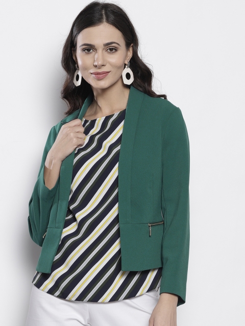 

DOROTHY PERKINS Women Green Solid Front-Open Single-Breasted Casual Blazer