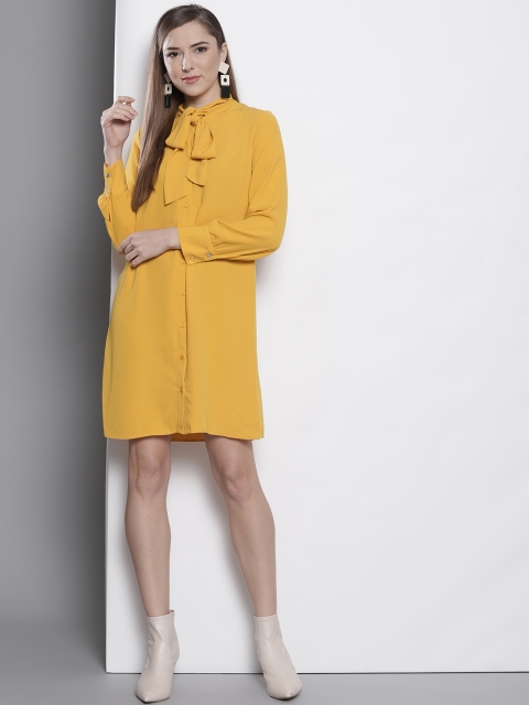 

DOROTHY PERKINS Women Mustard Yellow Solid A-Line Dress