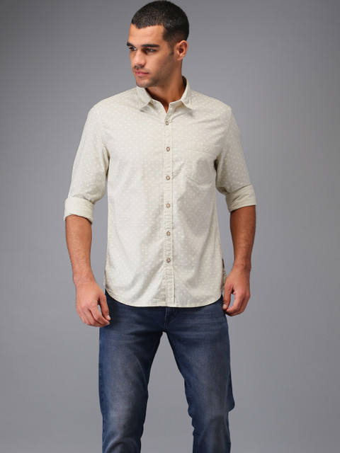 

Flying Machine Men Green Regular Fit Printed Casual Shirt