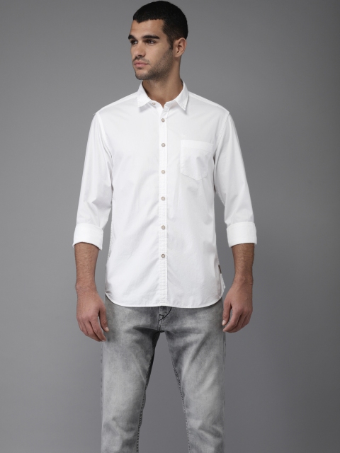

Flying Machine Men White Regular Fit Solid Casual Shirt