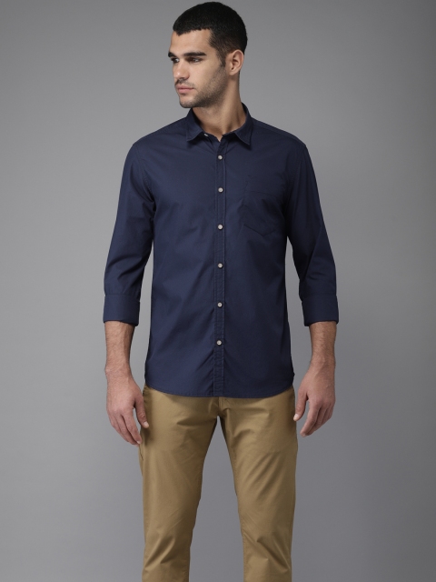 

Flying Machine Men Navy Blue Regular Fit Solid Casual Shirt