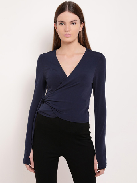 

Kazo Blue Solid Open Front Shrug