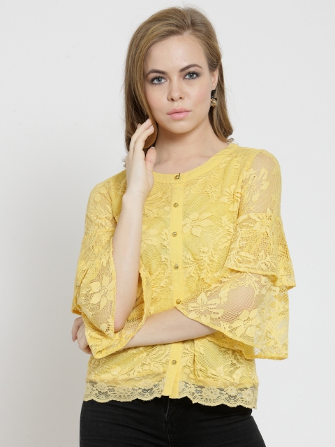

Latin Quarters Women Yellow Self Design Top
