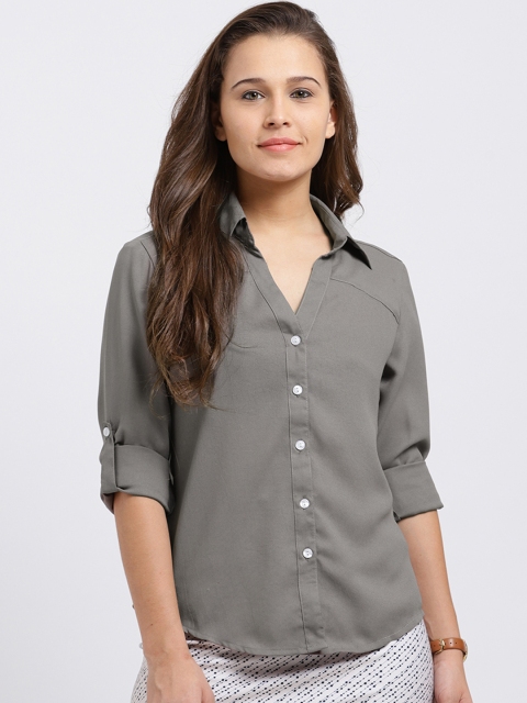 

Trend Arrest Women Grey Regular Fit Solid Casual Shirt