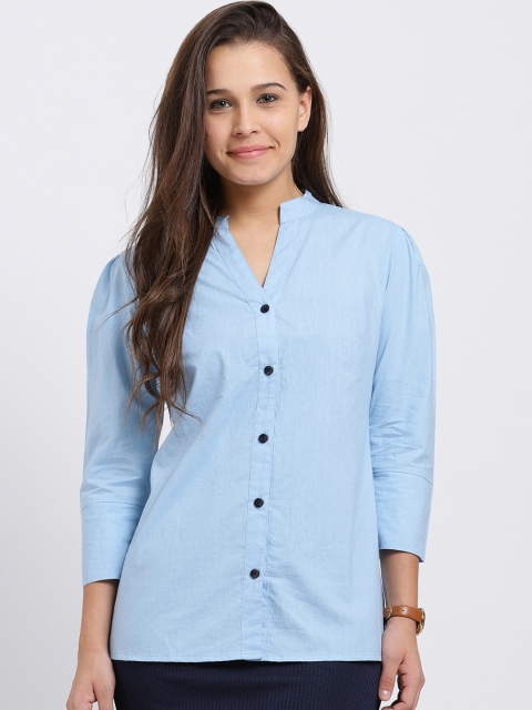 

Trend Arrest Women Blue Slim Fit Solid Casual Shirt