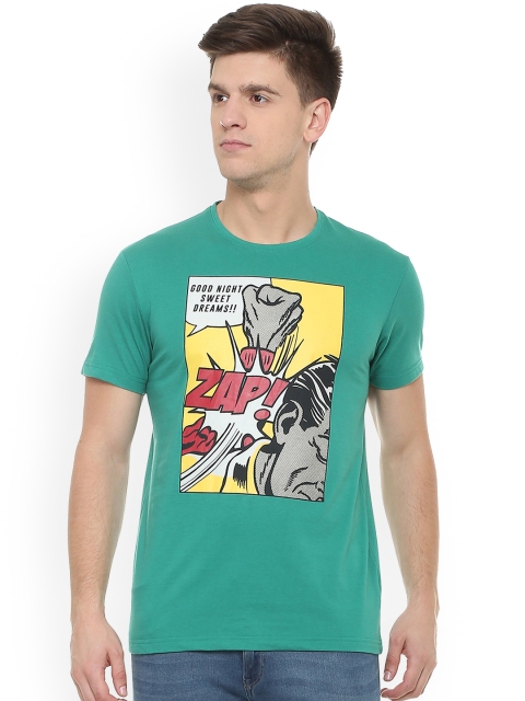

People Men Green Printed Round Neck T-shirt