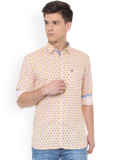 

Allen Solly Men Beige & Pink Slim Fit Printed Casual Shirt