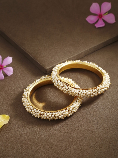 

Bamboo Tree Jewels Set of 2 Gold-Toned Beaded Bangles