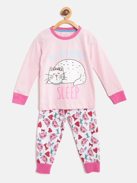 

Lazy Shark Boys Pink & White Printed Nightsuit LSTF0073-78