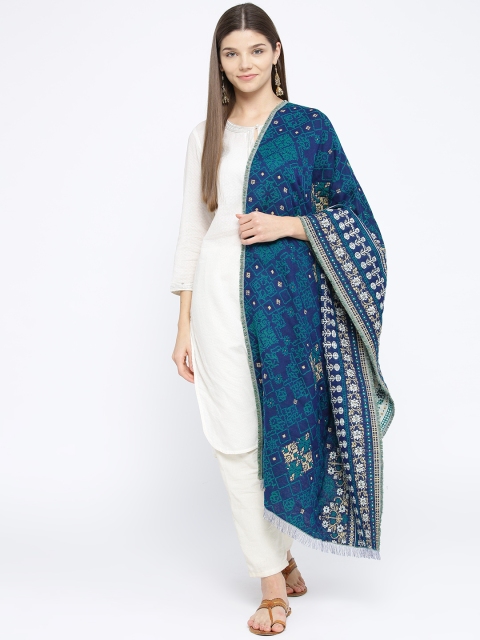 

AURELIA Blue Woven-Design Shawl