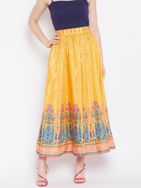 

AURELIA Women Yellow & Blue Printed Flared Maxi Skirt