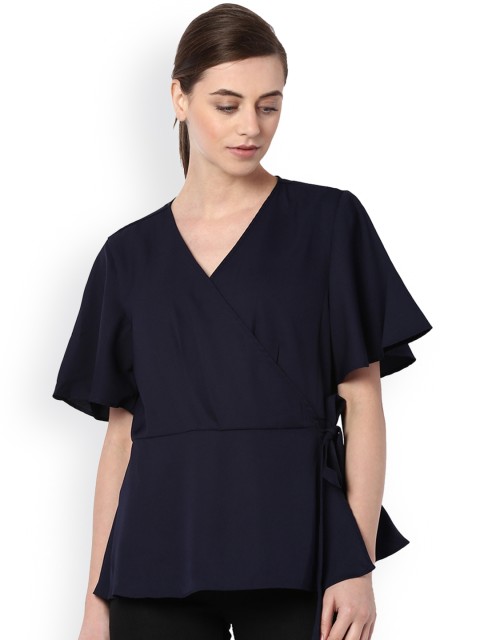 

Van Heusen Women Navy Blue Solid Wrap Top