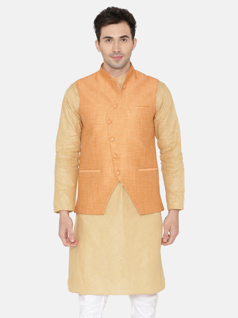 

Wintage Orange Banarasi Woven Design Nehru Jacket