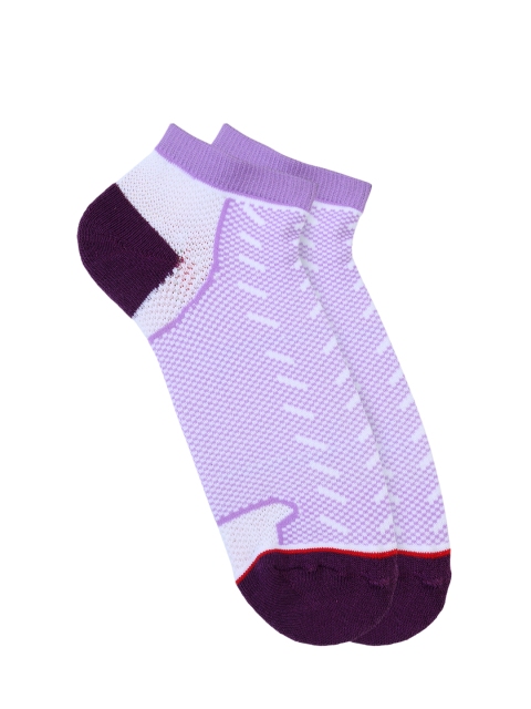 

Soxytoes Unisex White & Purple Colourblocked Ankle Length Socks