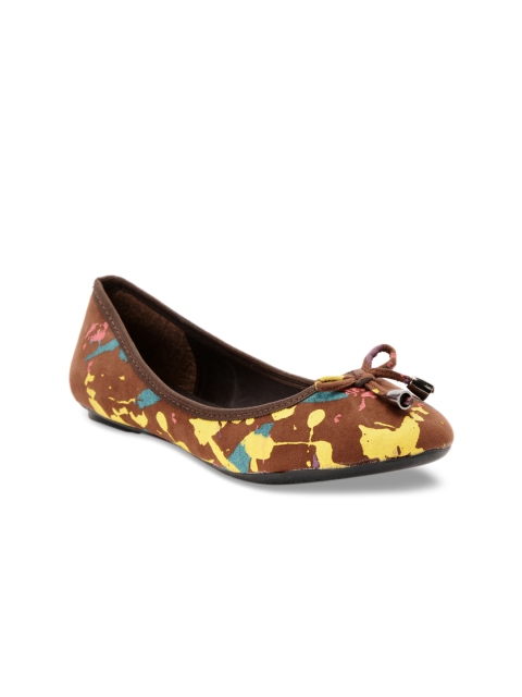 

Bruno Manetti Women Brown Printed Suede Ballerinas