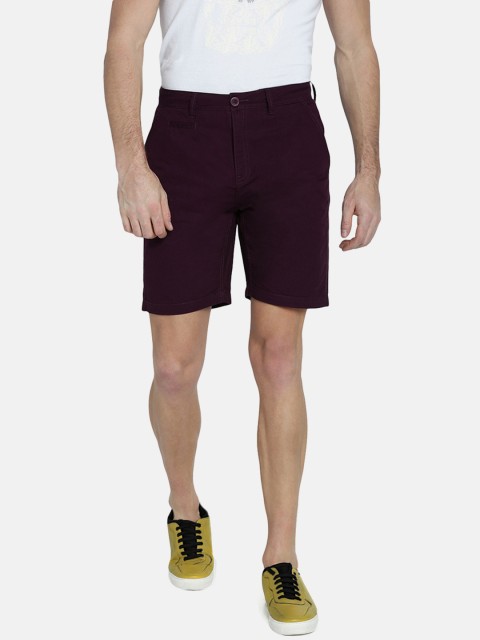 

Breakbounce Men Burgundy Solid Slim Fit Shorts