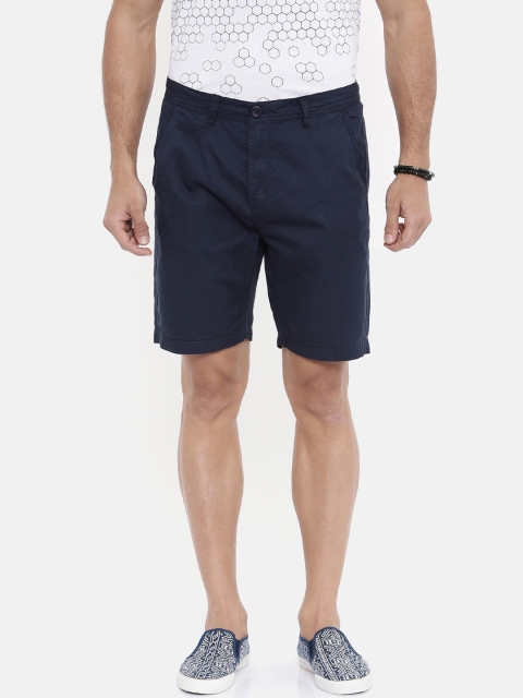 

Breakbounce Men Navy Blue Solid Slim Fit Chino Shorts