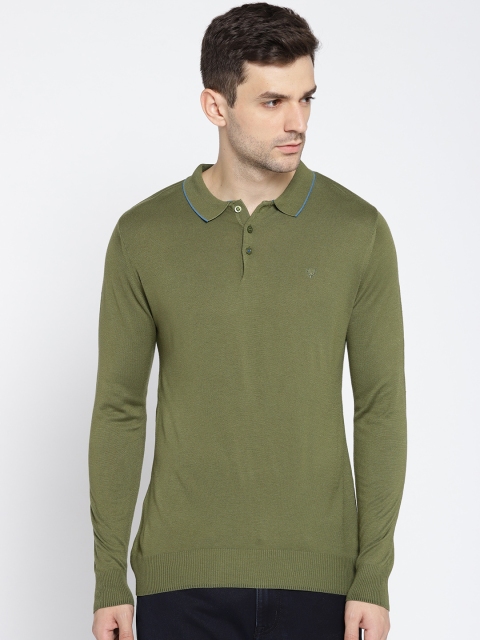 

Allen Solly Men Olive Green Solid Polo Collar T-shirt