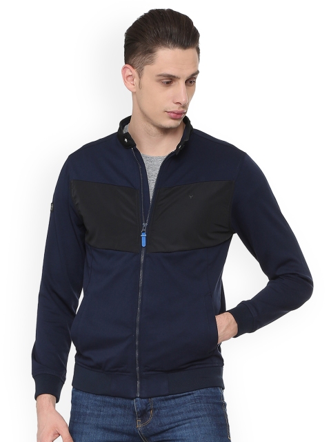 

Solly Sport Men Navy Blue Colourblocked Open Front Jacket