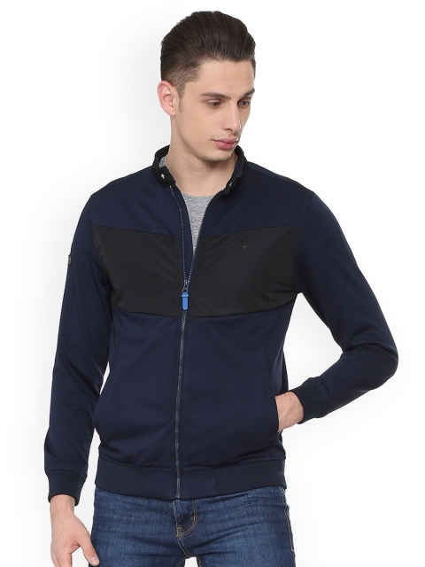 

Solly Sport Men Navy Blue Colourblocked Open Front Jacket