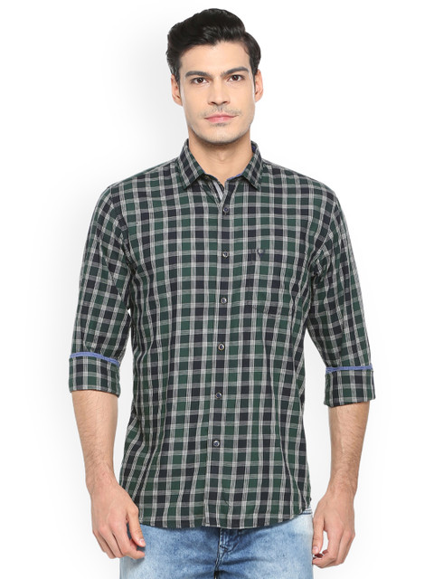 

Allen Solly Men Green & Black Slim Fit Checked Casual Shirt