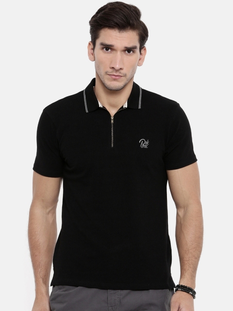 

Breakbounce Men Black Solid Polo Collar T-shirt