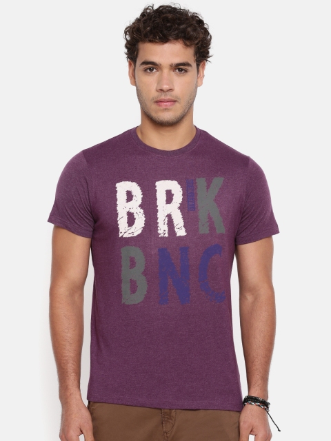 

Breakbounce Men Purple Printed Round Neck T-shirt