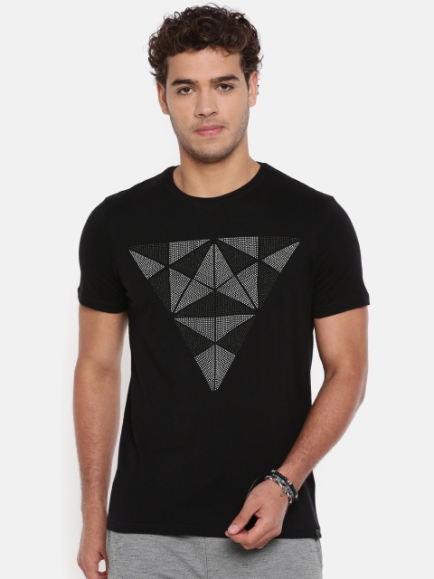 

Breakbounce Men Black Printed Round Neck T-shirt