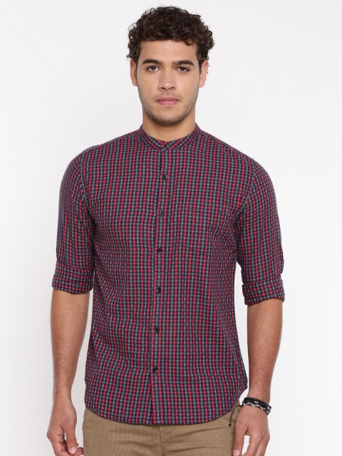 

Breakbounce Men Red & Grey Slim Fit Printed Casual Shirt