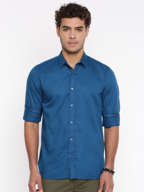 

Breakbounce Men Blue Slim Fit Solid Casual Shirt