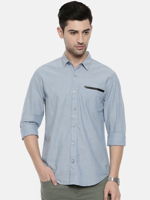 

Breakbounce Men Blue Slim Fit Solid Casual Shirt