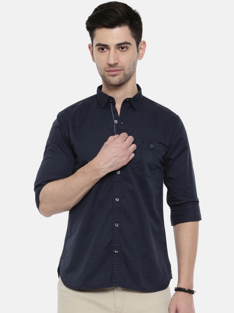

Breakbounce Men Navy Blue Slim Fit Solid Casual Shirt