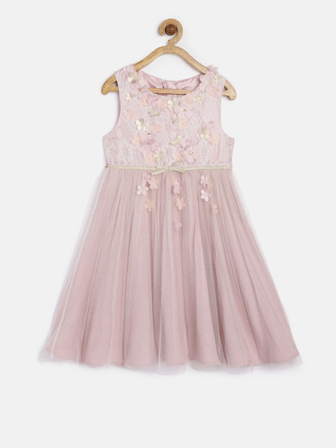 

MONSOON CHILDREN Girls Pink Self Design Fit and Flare Dress