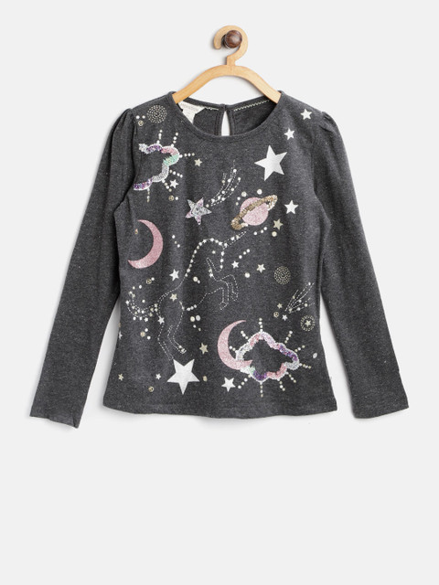 

MONSOON CHILDREN Girls Charcoal Embellished Top