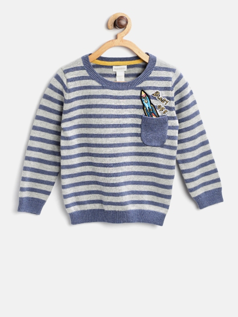 

MONSOON CHILDREN Girls Blue & Grey Striped Sweater