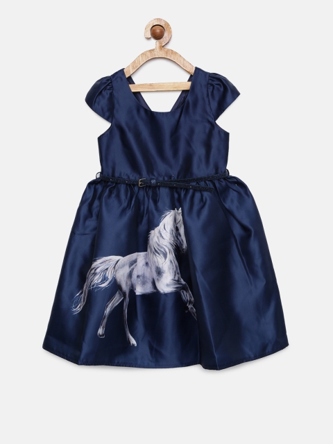 

MONSOON CHILDREN Girls Navy Blue Printed Fit and Flare Dress