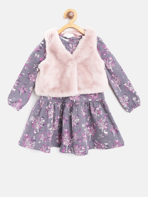 

MONSOON CHILDREN Girls Purple & Pink Printed A-Line Dress