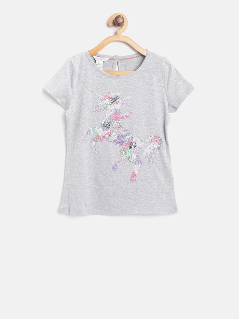 

MONSOON CHILDREN Girls Grey Melange Sequinned Top