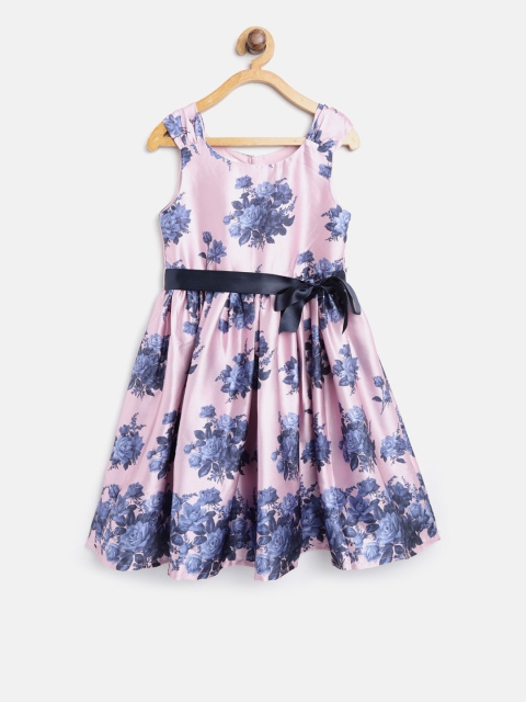 

MONSOON CHILDREN Girls Pink & Navy Blue Printed Fit and Flare Dress