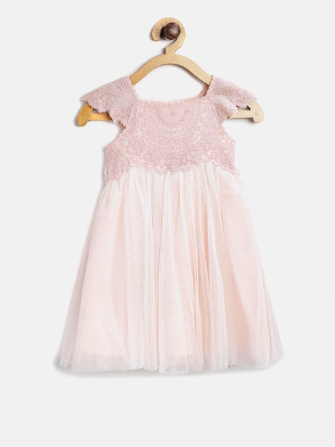 

MONSOON CHILDREN Girls Peach-Coloured Shimmery Net Maxi Dress