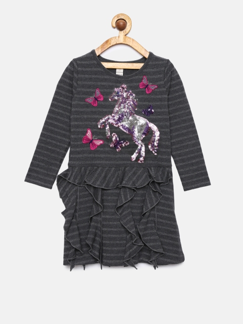 

MONSOON CHILDREN Girls Grey Embellished Drop-Waist Dress