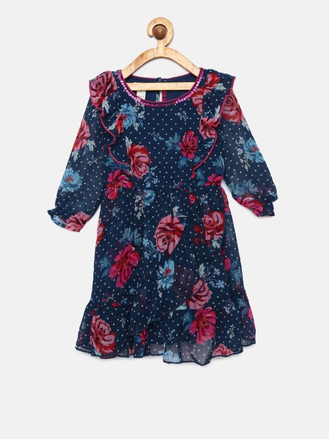 

MONSOON CHILDREN Girls Blue Printed Fit and Flare Dress