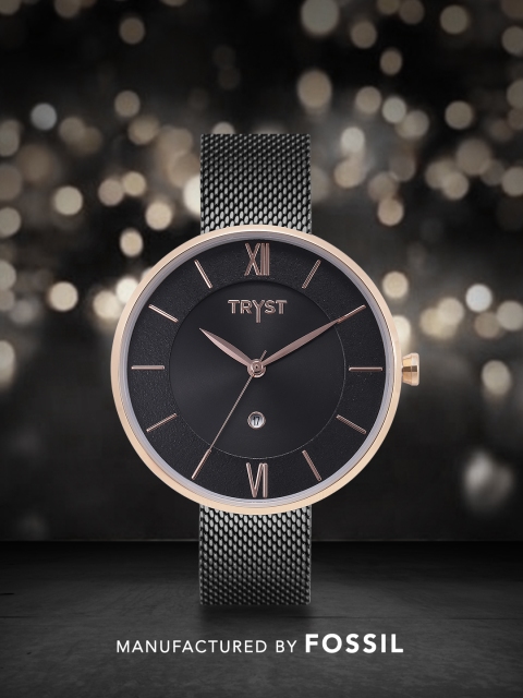

TRYST Manufactured & Serviced by Fossil Unisex Black Watch